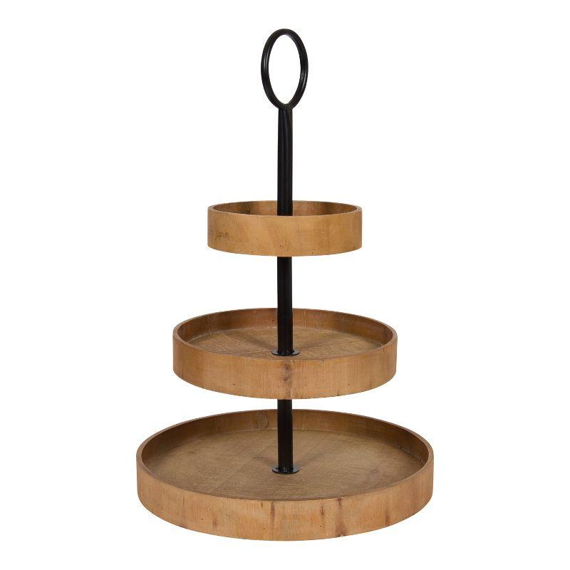 Kate and Laurel Woodmont Tray, 3 Tier, Rustic Brown