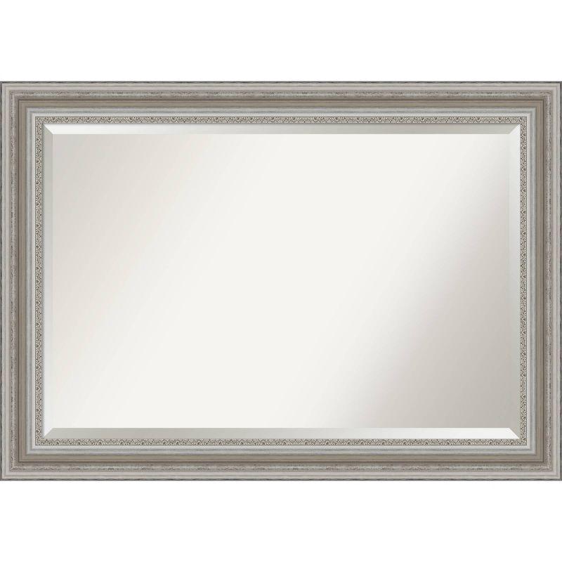 Parlor Pewter Patina 48"x36" Ornate Silver Bathroom Vanity Mirror