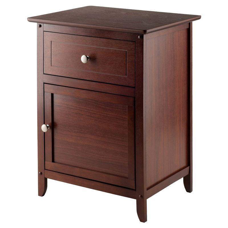 Transitional Walnut Nightstand with Drawer and Cabinet Storage