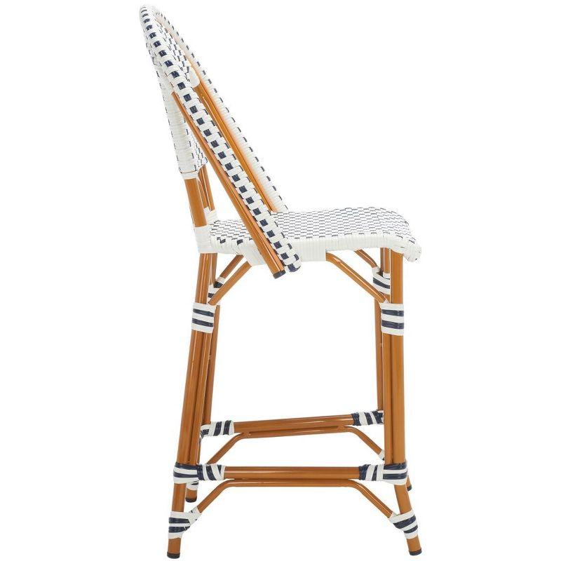 California Counter Stool - Indoor/Outdoor - PAT7532 - White/Navy - Safavieh