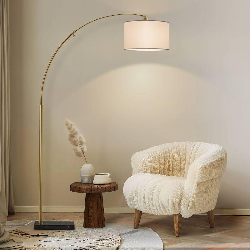 Logan 76 in. Modern Adjustable and Extendable LED Floor Lamp with Fabric Drum Shade