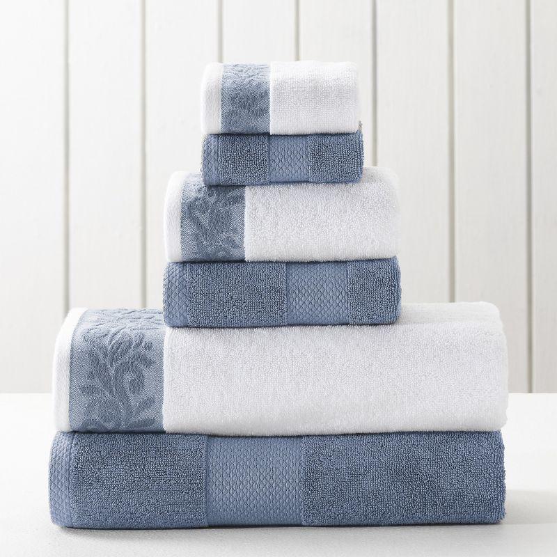 Smoke Blue and White Cotton 6-Piece Towel Set