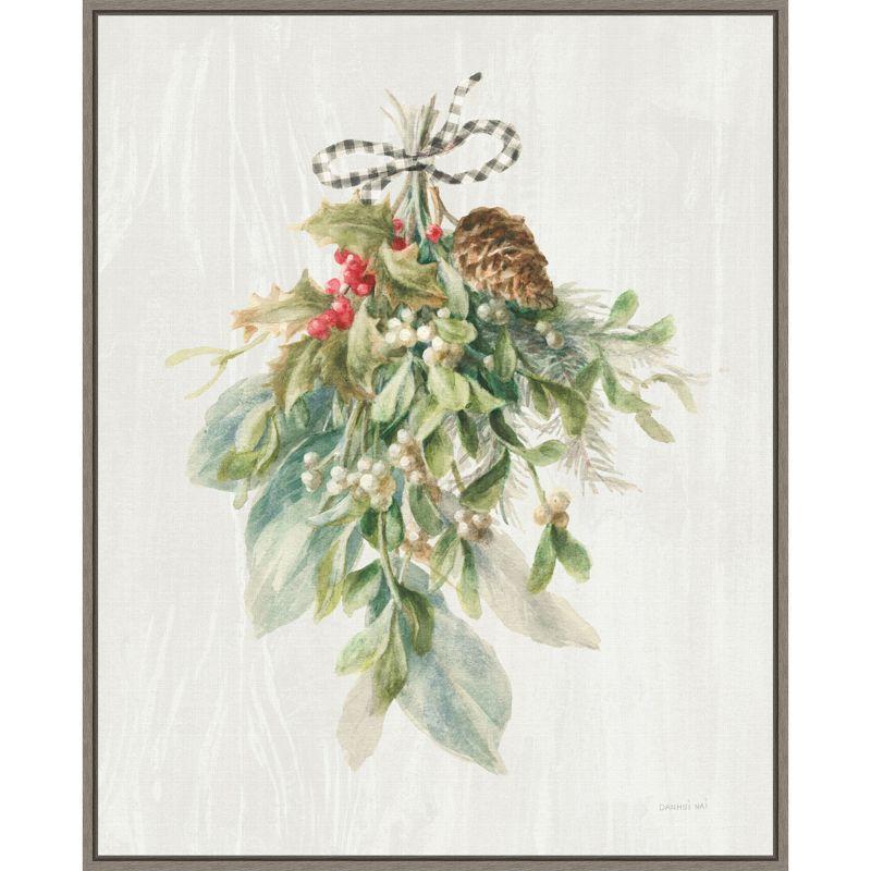 Classic Christmas Botanic-Inspired Framed Canvas Wall Art