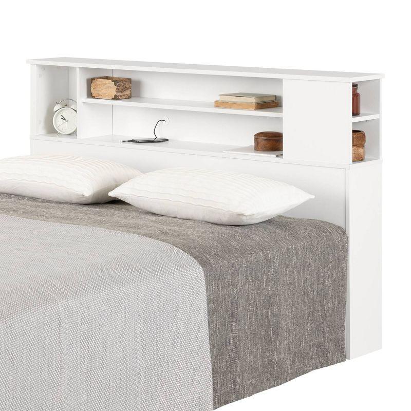 Queen Fusion Bookcase Headboard Pure White - South Shore