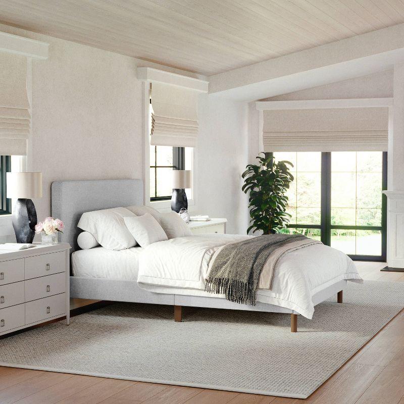 Martha Stewart Martha Stewart Britta Upholstered Platform Bed With Piped Detail Headboard