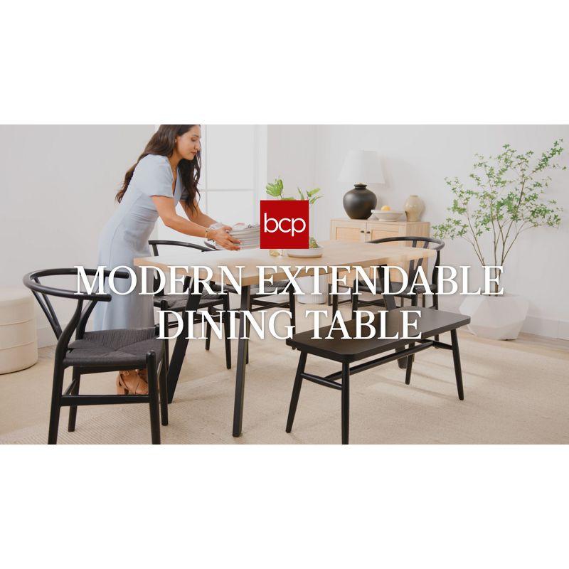 George Oliver Joglar 47 to 63in Modern Extendable Dining Table for 2-6 People w/ Leaf Extension, 2 Locks