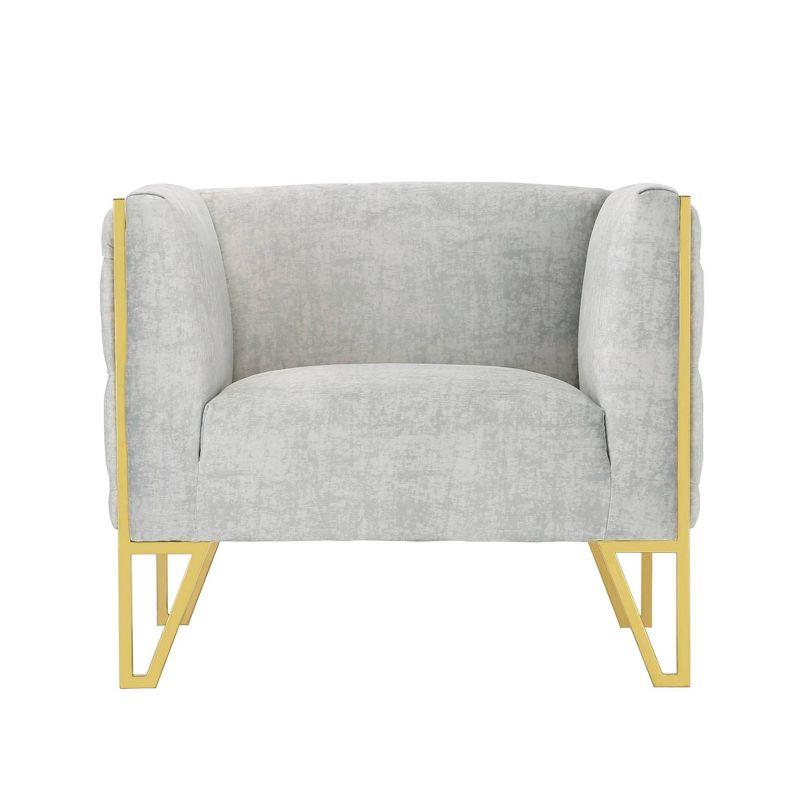 Set of 2 Vector Velvet Accent Chairs Gray - Manhattan Comfort: Plush Upholstery, No Assembly Required