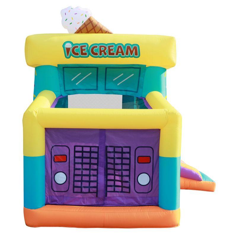 Pogo Bounce House Backyard Kids Residential Nylon Inflatable Indoor/Outdoor Bouncer with Slide for Small Kids - Ice Cream Truck
