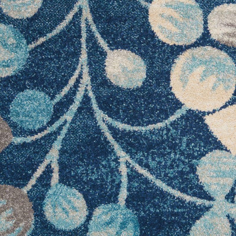 Nourison Tranquil 5'3" X 7'3" (5' x 7') Navy Indoor Area Rug Contemporary Botanical Vine and Bloom by Nourison