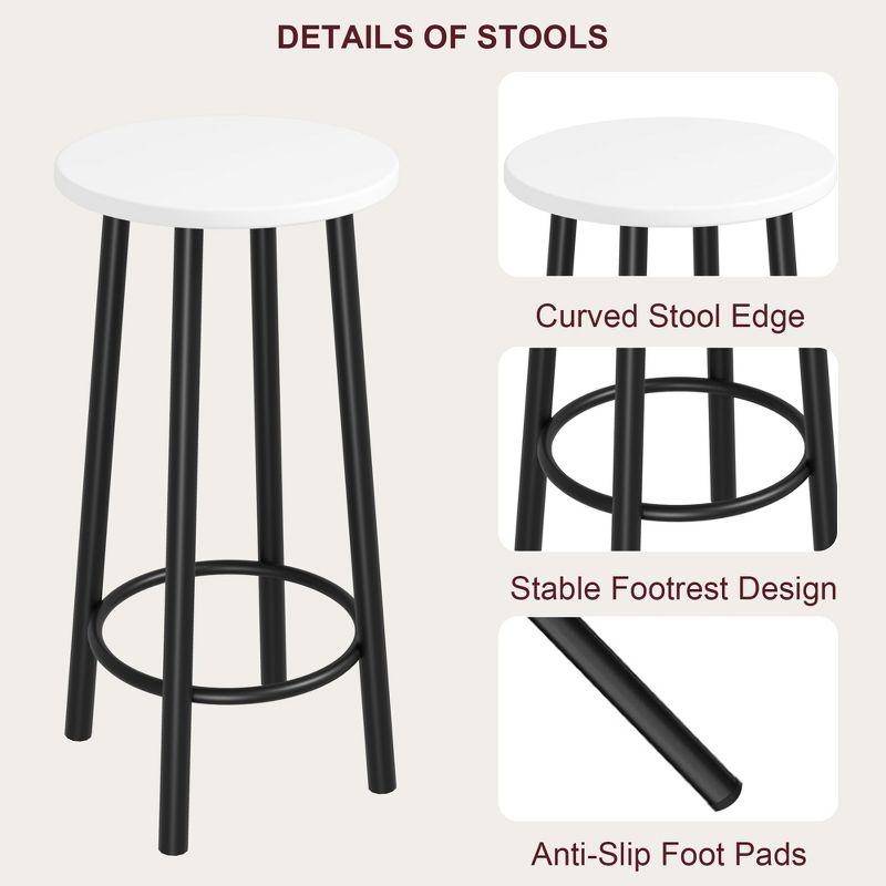 Counter Height Dining Table with Stools, Bar Table Set with 3 Storage Shelves, 3 Piece Dining Table Set for Small Space, Apartment, Kitchen, White