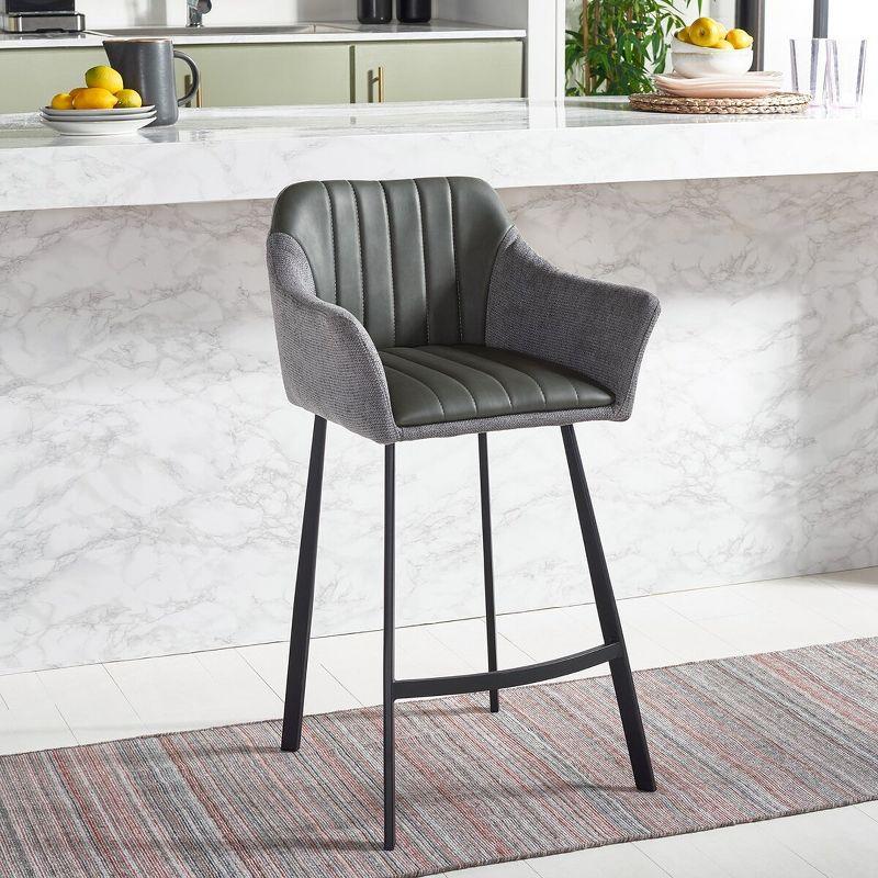 Rodi Gray and Black Leather and Fabric Counter Stool