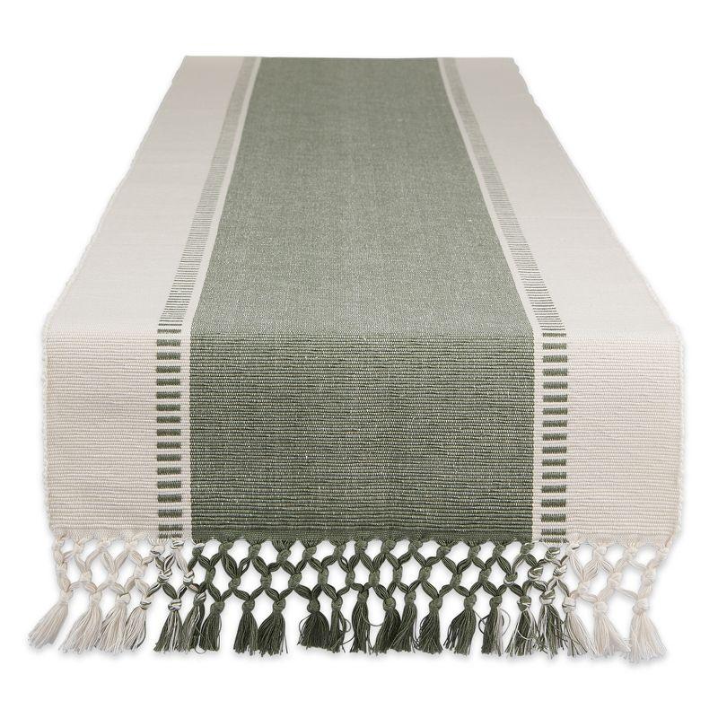 Design Imports  Ribbed Dobby Stripe Table Runner, Artichoke Green, 13X108"