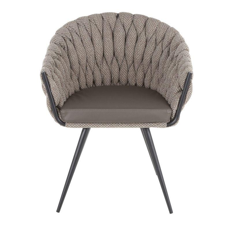 Gray Braided Faux Leather Accent Chair with Metal Legs