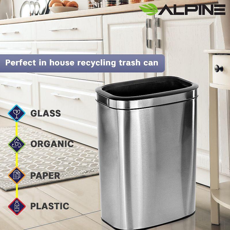 Stainless Steel Open Top Kitchen Office Indoor Trash Can with Liner