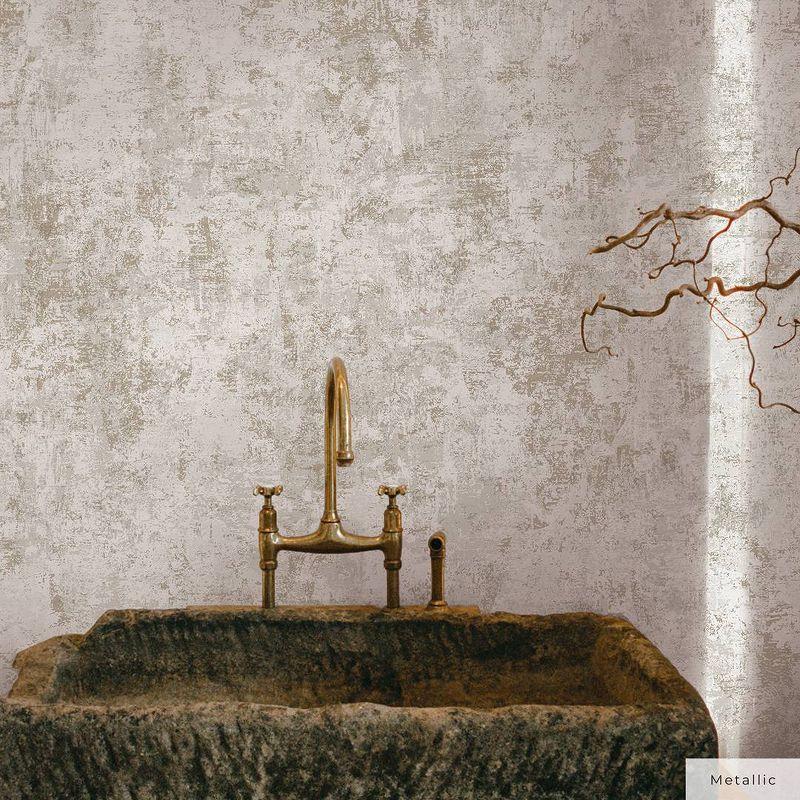 Tempaper & Co. Distressed Gold Removable Peel and Stick Wallpaper, Pearl Leaf, 28 sq ft