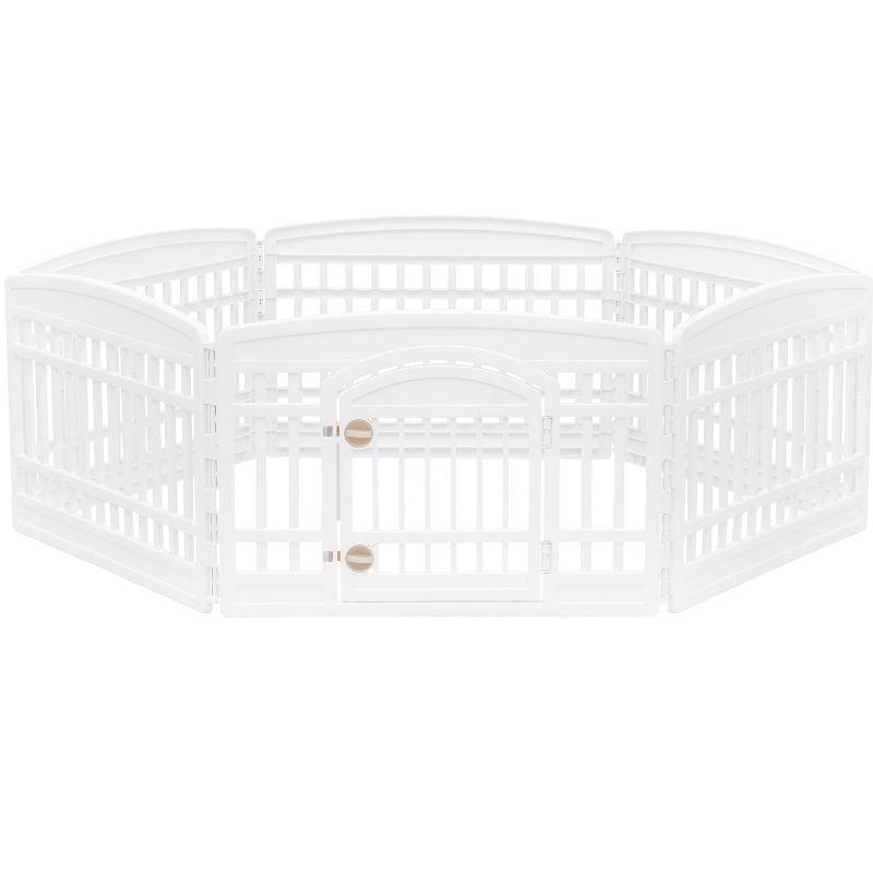 IRIS USA 24" Exercise 6-Panel Pet Playpen with Door, Dog Cat Playpen For Puppy Small Dogs Keep Pets Secure Easy Assemble Easy Storing, White