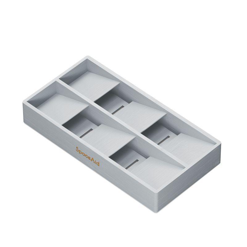 SpaceAid Bamboo Silverware Drawer Organizer with Labels – Kitchen Utensil Tray for Flatware, Cutlery, Spoons, and Knives – 6 Slots (White)