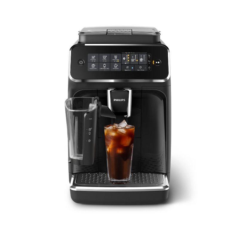 Sleek Black Fully Automatic Espresso Machine with LatteGo & Iced Coffee