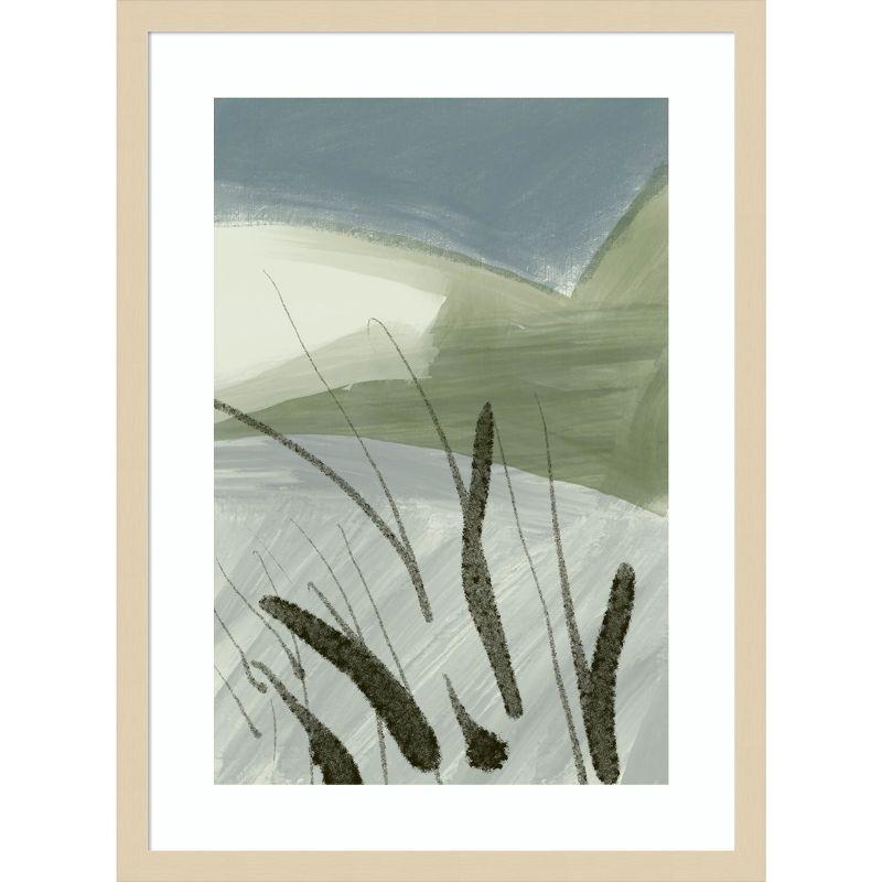 Nilesh Kulkarni Abstract Landscape Green and Grey Wood Framed Print