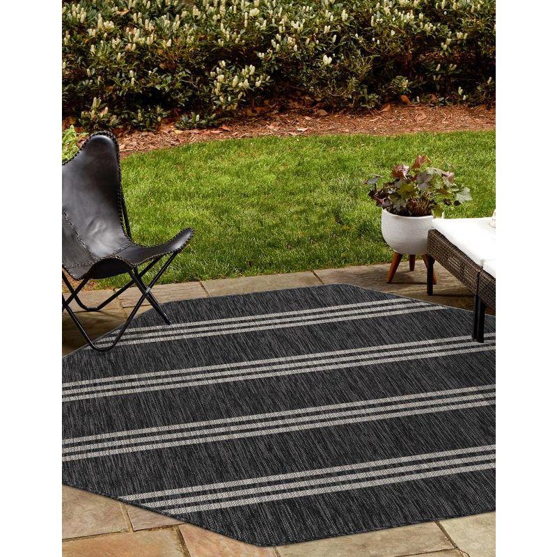 Charcoal Gray Octagon Outdoor Area Rug