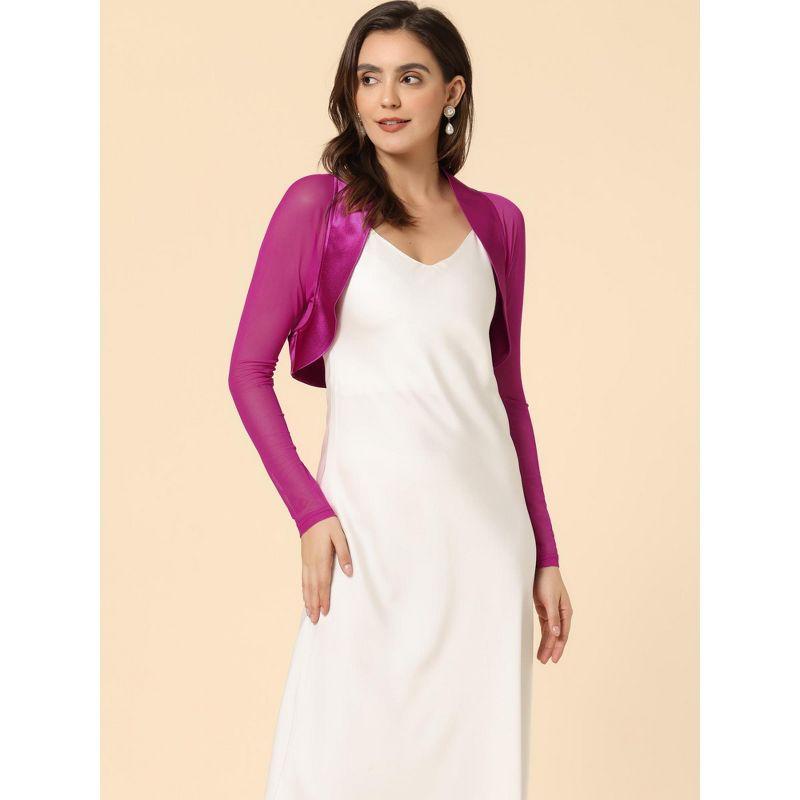 INSPIRE CHIC Women's Sheer Elegant Wedding Open Front Crop Bolero Shrugs Fushcia X-Large