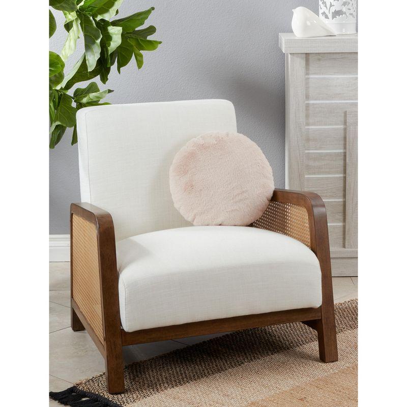 Saro Faux Rabbit Fur Collection Reversible Throw Pillow