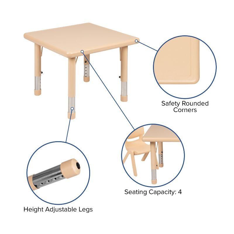 Goddard 24" Square Plastic Height Adjustable Activity Table - School Table for 4