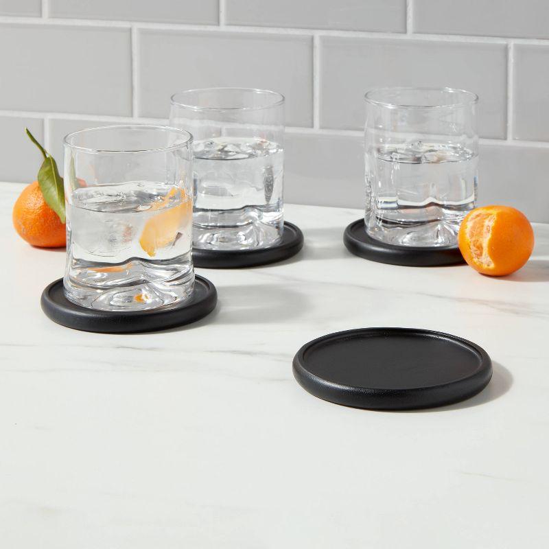 Black Acacia Modern Round Coasters Set of 4