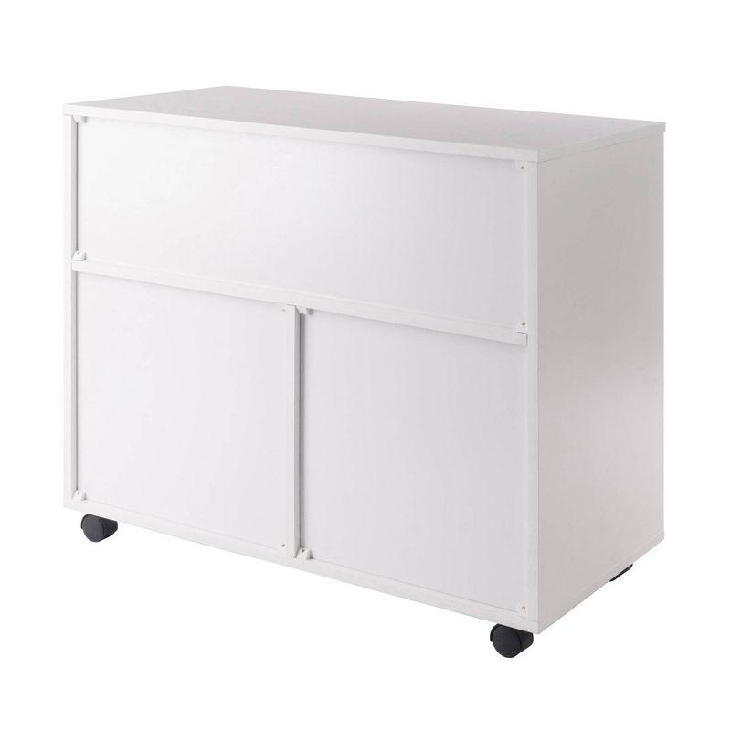Modern White Composite Wood Mobile Storage Cabinet with 5 Drawers