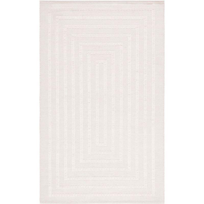 Ivory Beige Handwoven Wool Area Rug 3' x 5'