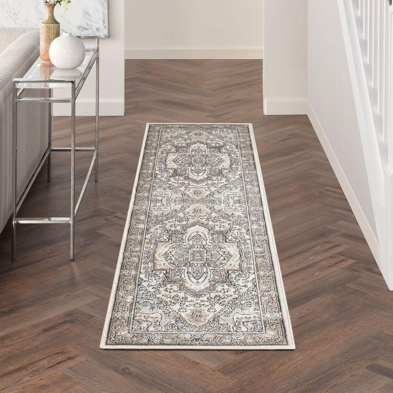 Nourison Concerto 2'2" x 10' Ivory Grey Taupe Vintage Indoor Rug