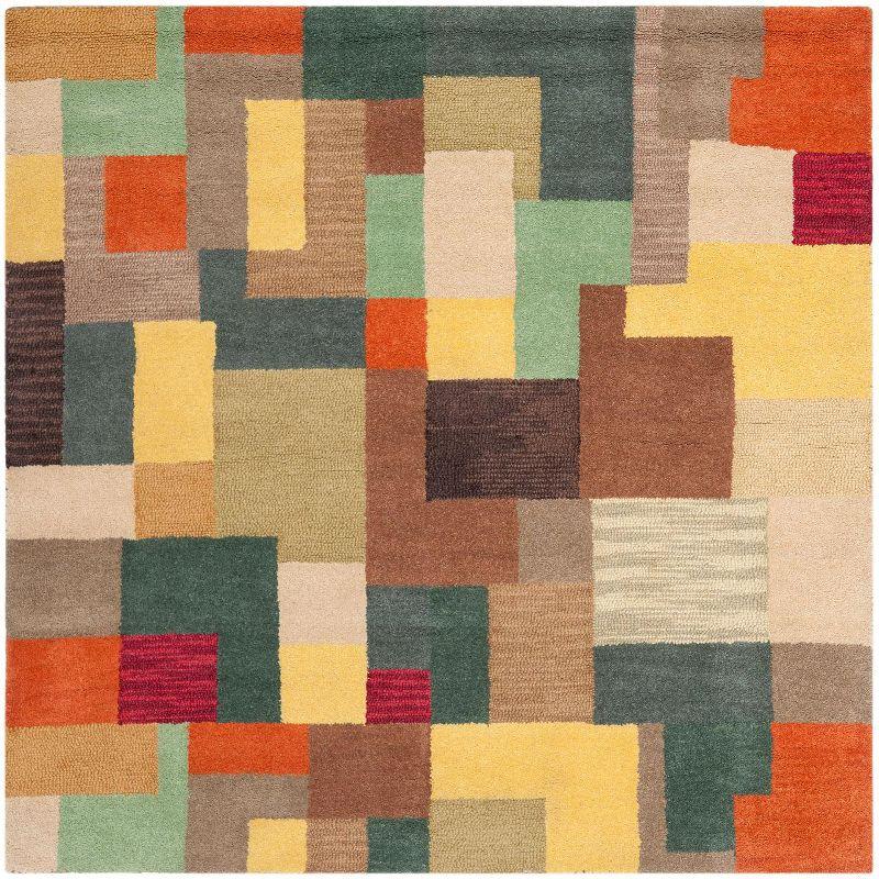 Handmade Tufted Multicolor Wool and Viscose Square Rug