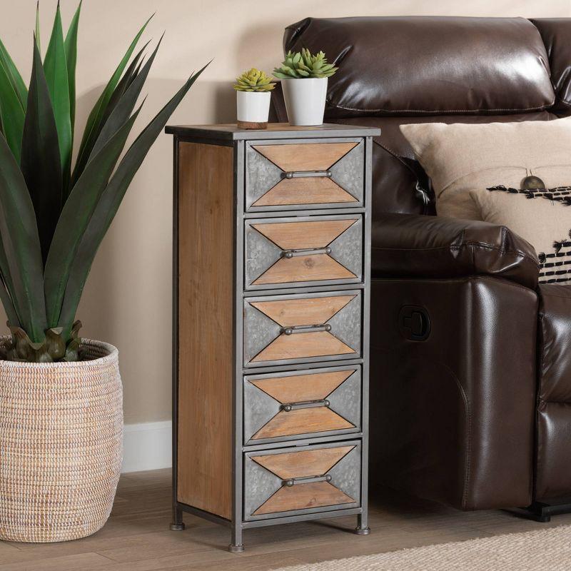 Laurel Wood 5 Drawer Cabinet Gray/Brown - Baxton Studio