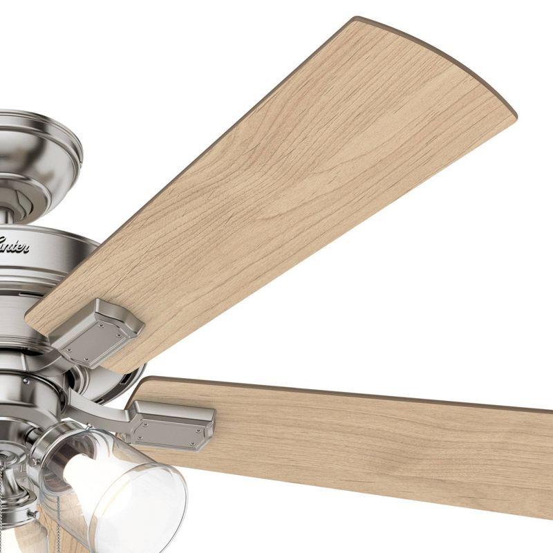 Hunter Fan 52" Crestfield Ceiling Fan (Includes LED Light Bulb) Nickel: 5-Blade, 3-Speed, Reversible Motor, Glass Shades