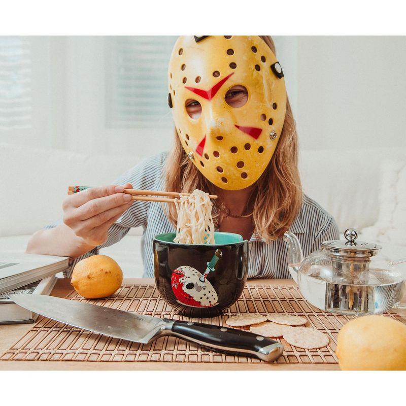 Silver Buffalo Friday The 13th Jason Voorhees 20-Ounce Ramen Bowl and Chopstick Set