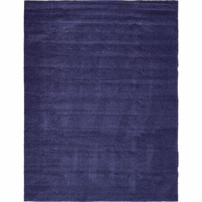 Navy Blue Solid Synthetic Rectangular Rug for Indoor Use