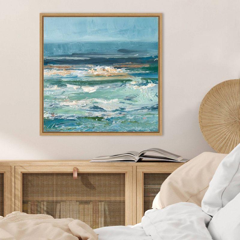 Ethan Harper Coastal Abstract Canvas Print with Maple Frame