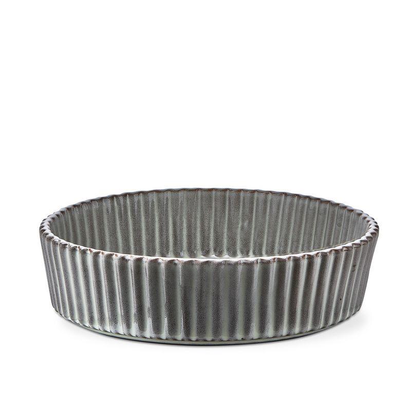 tagltd Stinson Grey Stoneware Round Fluted Baker, Dishwasher Safe, 9.7", 48 oz.