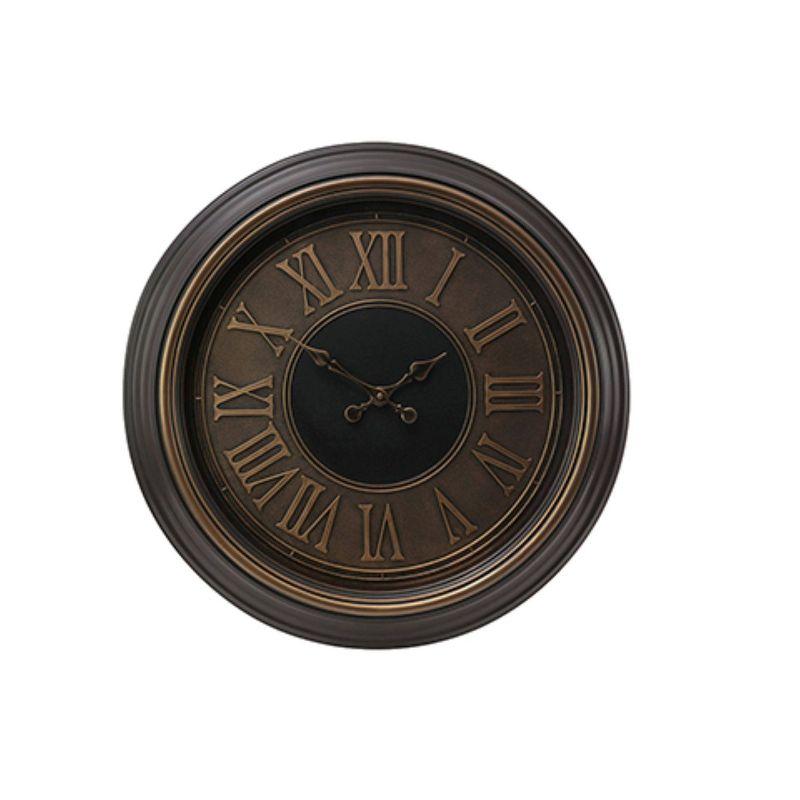 Kiera Grace 23" Genoa Oversized Wall Clock Dark Brown: Modern Analog Indoor Decor, Glass Face, No Battery Included