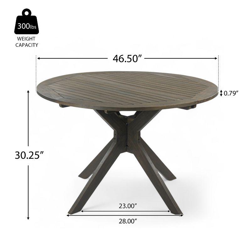 Christopher Knight Home Llano Outdoor Acacia Wood 5 Piece Dining Set with Water Resistant Cushion, Dark Gray/Gray
