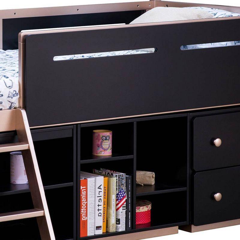 22" Prescott Youth Bookshelf in Black and Rose-Gold for Kids