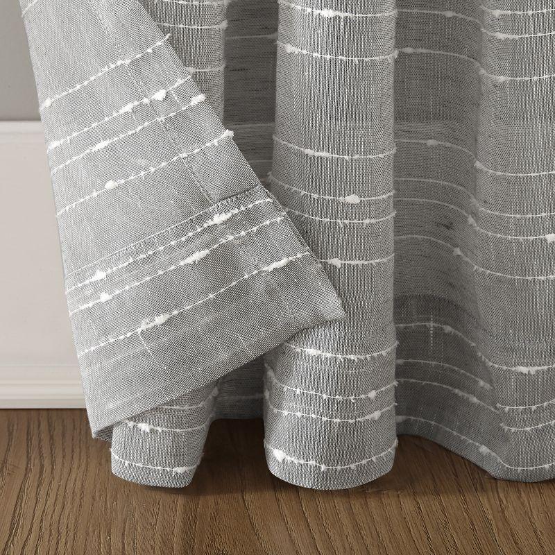 Textured Slub Anti-Dust Striped Semi-Sheer Rod Pocket Curtain Panel