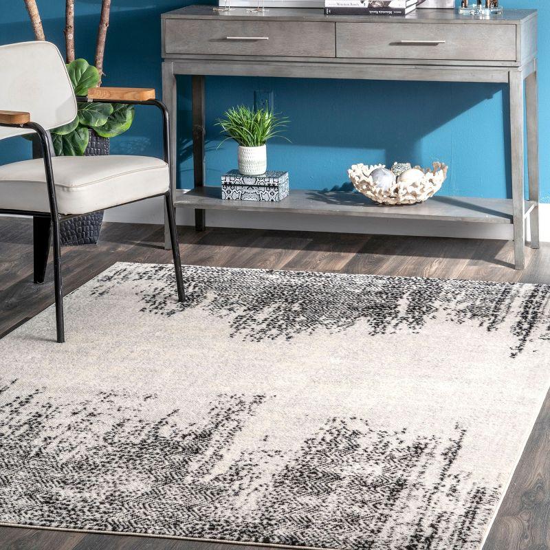 Gray Abstract Reversible 4' x 6' Synthetic Area Rug