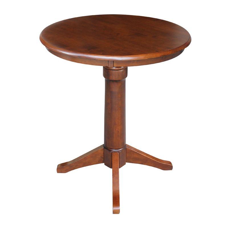 Espresso Solid Wood 32" Round Extendable Counter Height Dining Table