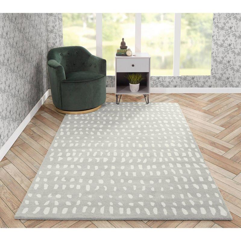 Handmade Geometric Tufted Wool Area Rug in Gray, 3'6" X 5'6"