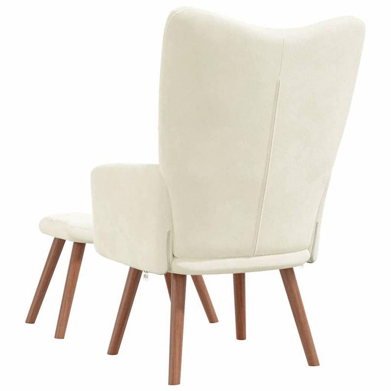 vidaXL Relaxing Chair with a Stool Cream White Velvet