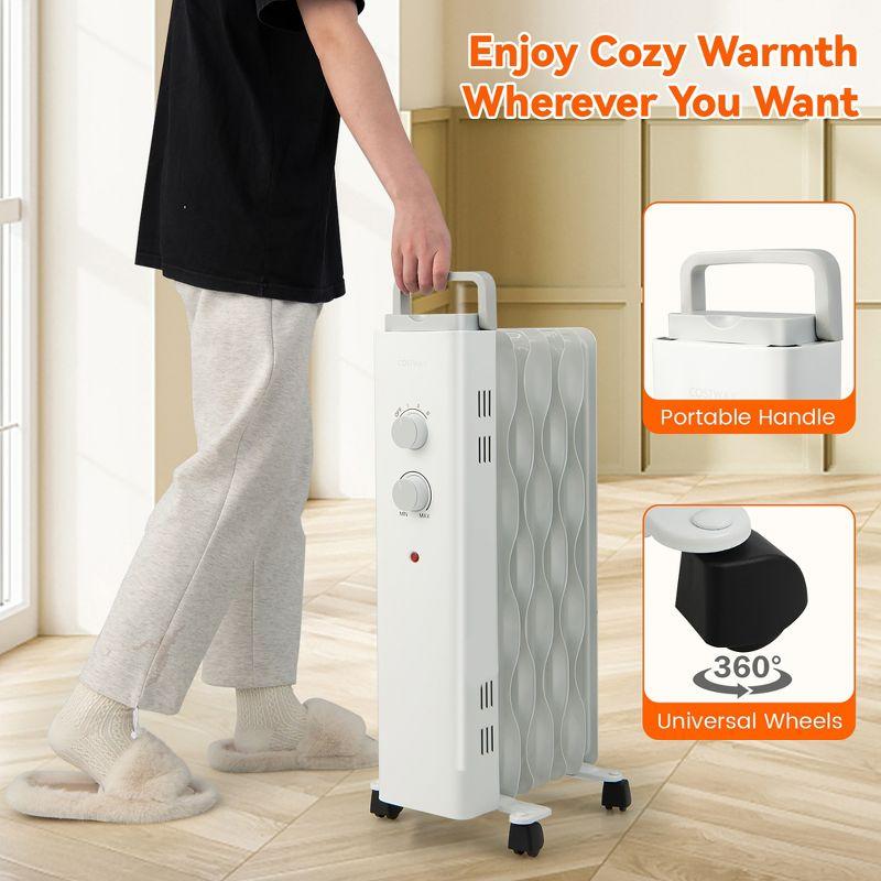 Costway 1500W Oil Filled Space Heater Electric Oil Radiant Heater w/ Safety Protection