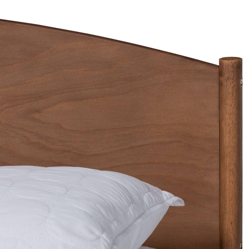 Leanora Queen Mid-Century Modern Ash Walnut Wood Platform Bed