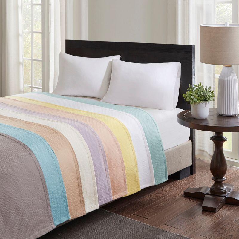 Bed Blanket Liquid Cotton King Seafoam: Madison Park, Machine Washable, No Fill, Year Round Comfort