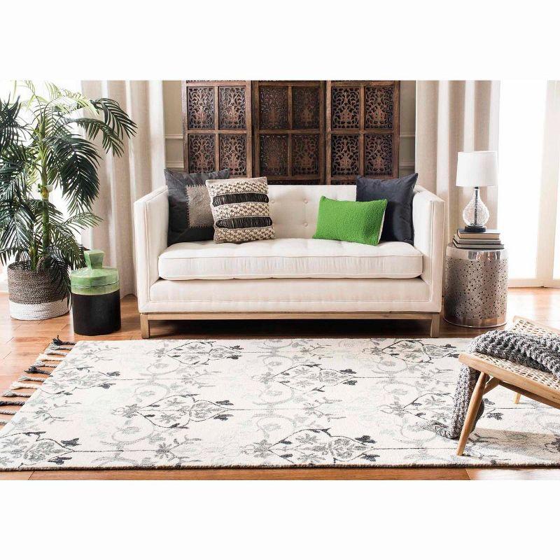 Hand-Knotted Ivory Wool Suzani Area Rug 3' x 5'